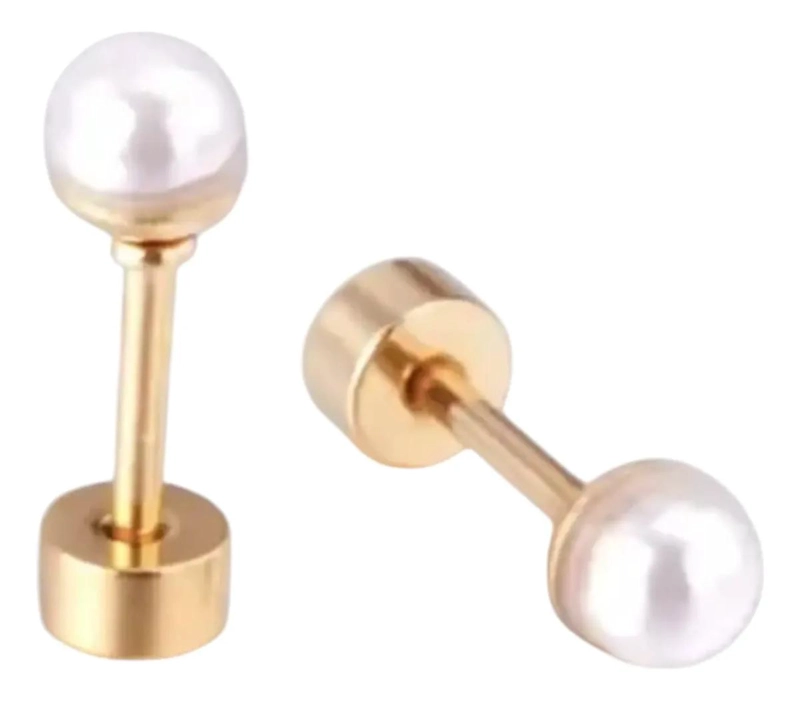AROS DE PERLA BAÑADOS EN ORO HIPOALERGE NICO PARA BEBE S - 1