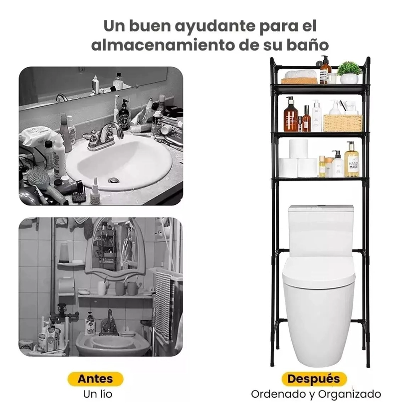ESTANTE ORGANIZADOR DE BAÑO METALICO DE 3 NIVELES - 7