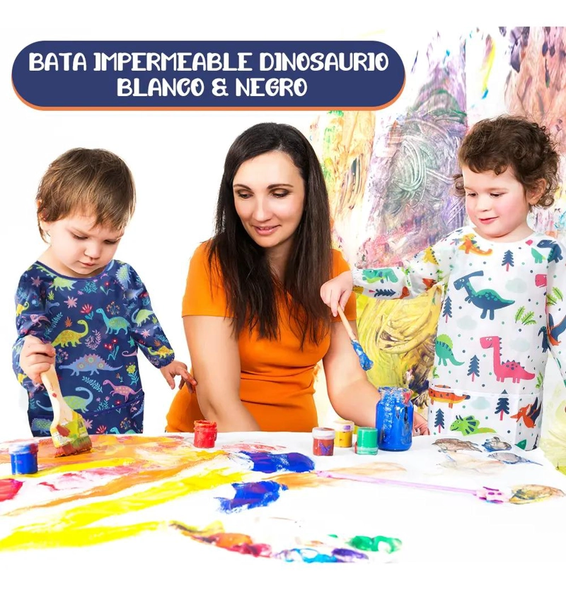 DELANTALES DE ARTE CON MANGAS LARGAS PARA NIÑOS - 4