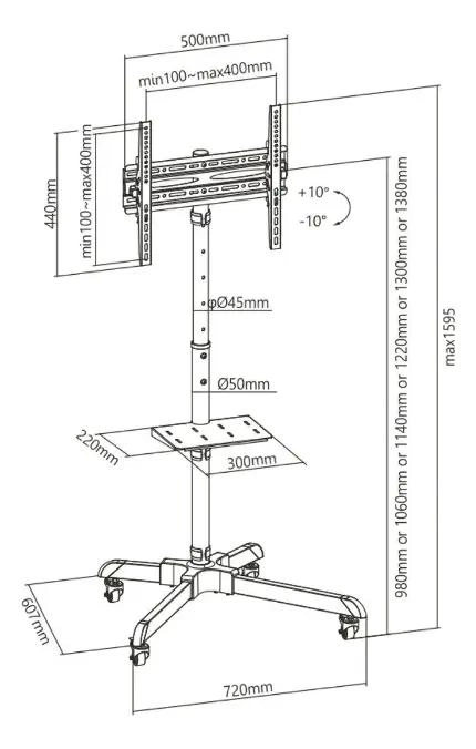 SOPORTE MOVIL PARA TELEVISORES DE 32 A 70 PULGADAS CON RUEDAS - 7