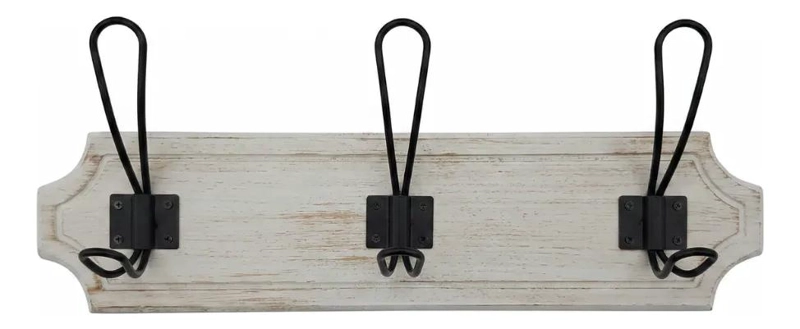 PERCHERO DE MADERA CON 3 GANCHOS PARA ROPA Y ACCESORIOS - 1