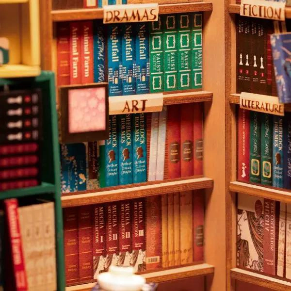 KIT DE LIBRERIA MINIATURA PARA ARMAR CON LUCES LED - 2