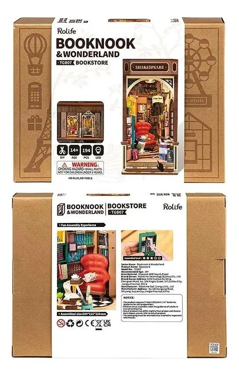 KIT DE LIBRERIA MINIATURA PARA ARMAR CON LUCES LED - 7