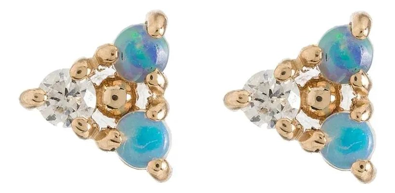 MINI AROS TRIANGULARES CON OPALO Y PLATA 925 - 3