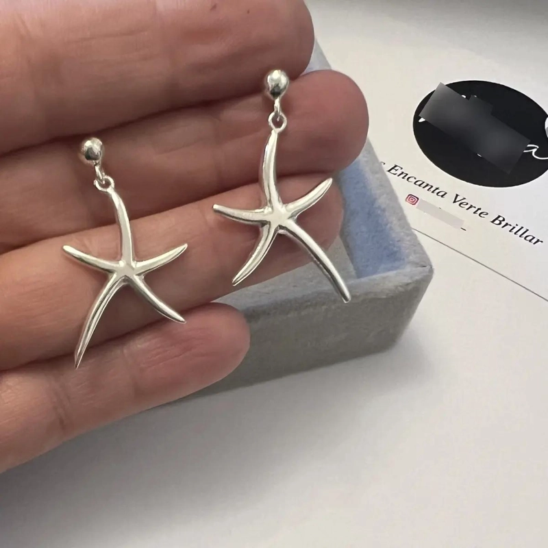 AROS DE PLATA 925 CON DISEÑO DE ESTRELLA DE MAR - 3