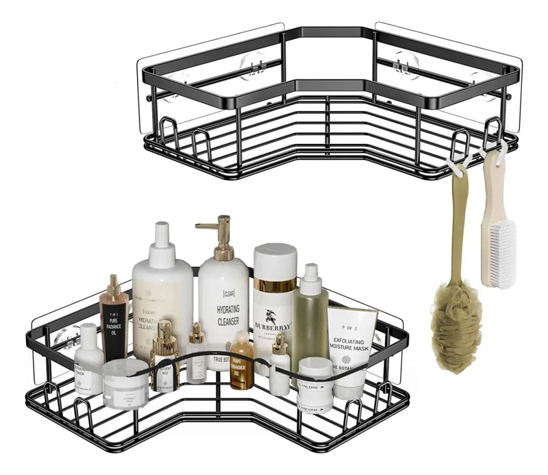 ORGANIZADOR ESQUINERO DE BAÑO EN ACERO INOXIDABLE - SET 2 PIEZAS - 1