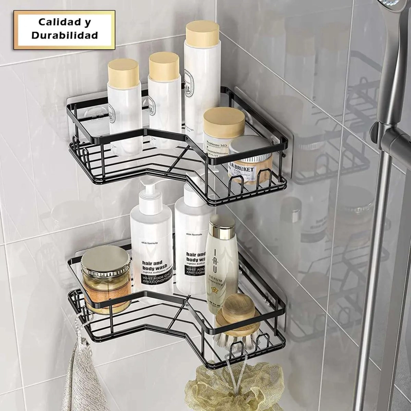 ORGANIZADOR ESQUINERO DE BAÑO EN ACERO INOXIDABLE - SET 2 PIEZAS - 2