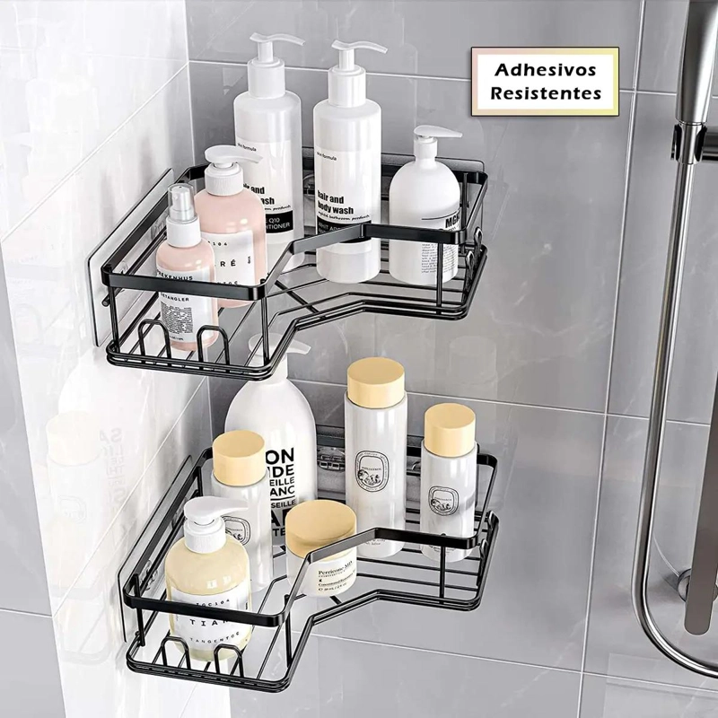 ORGANIZADOR ESQUINERO DE BAÑO EN ACERO INOXIDABLE - SET 2 PIEZAS - 3
