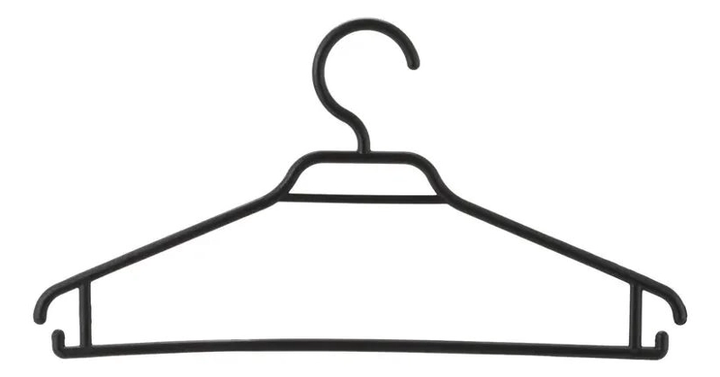 SET DE 15 COLGADORES PLASTICOS NEGROS PARA ROPA - 1