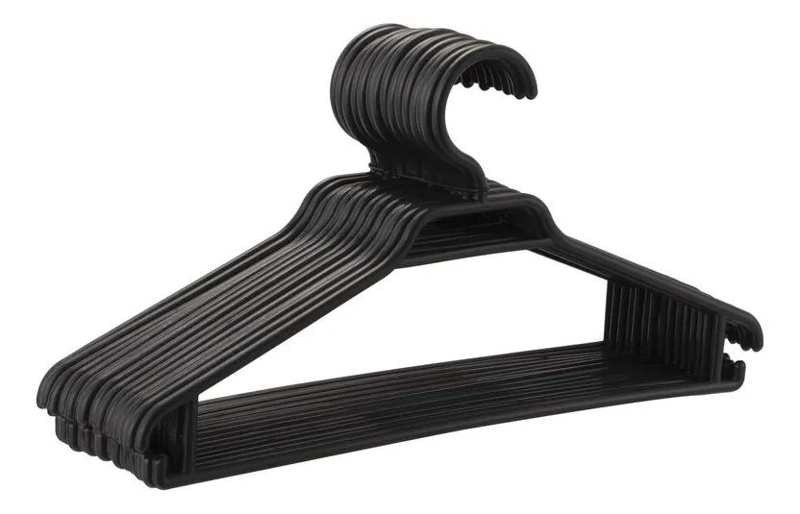 SET DE 15 COLGADORES PLASTICOS NEGROS PARA ROPA - 2