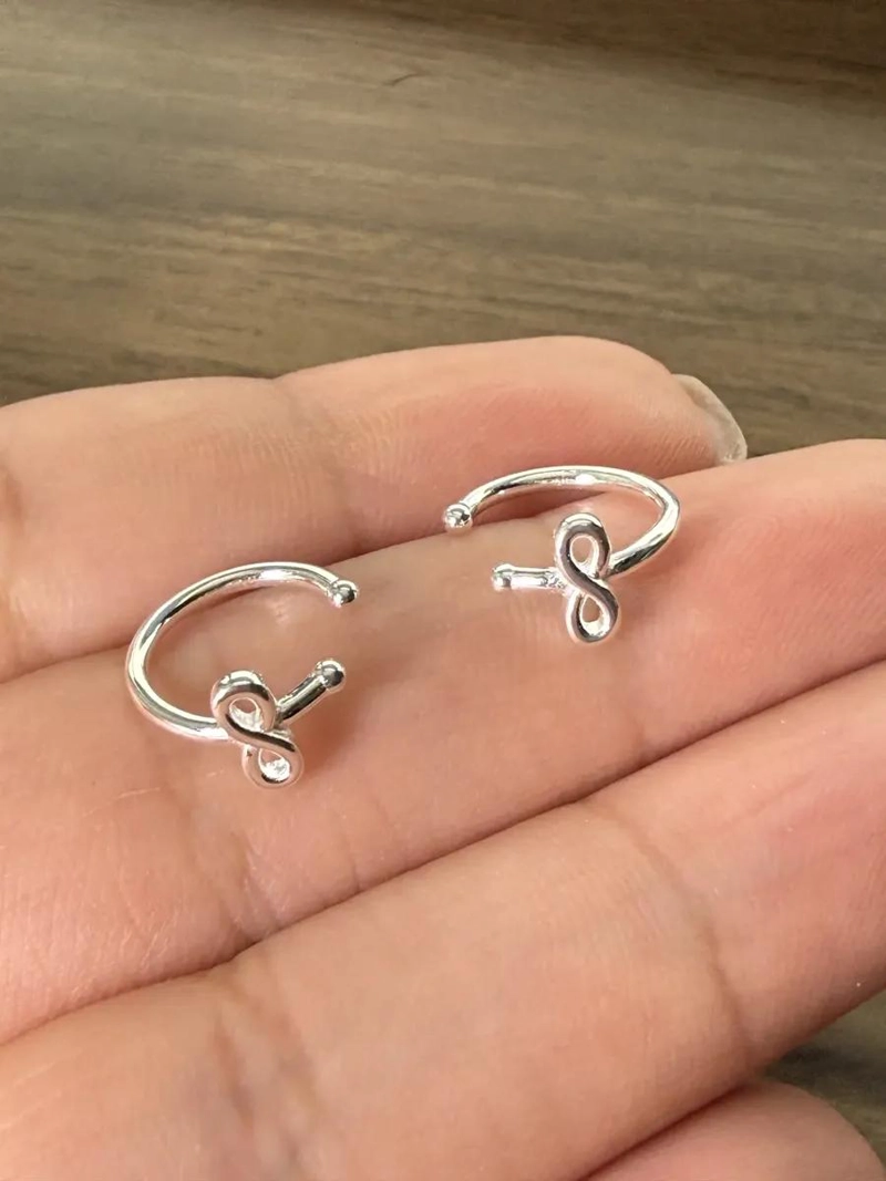 AROS EAR CUFF INFINITO DE PLATA LEY 925 PARA MUJER - 2