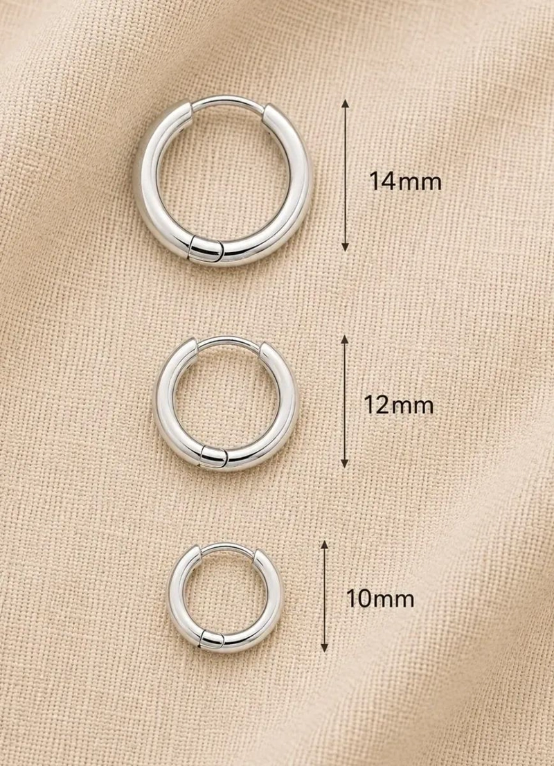 AROS ARGOLLAS ACERO INOXIDABLE LISAS PACK 3 PARES UNISEX - 3