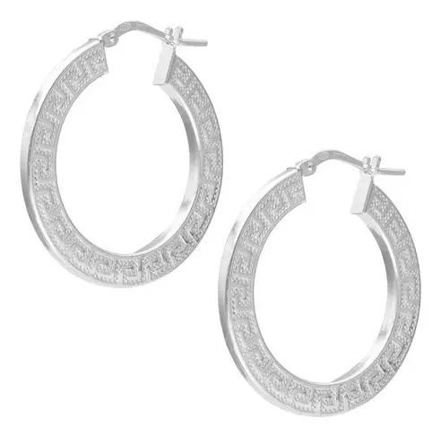 AROS DE PLATA 925 CON DISEÑO GRECA Y CIERRE SEGURO - 2