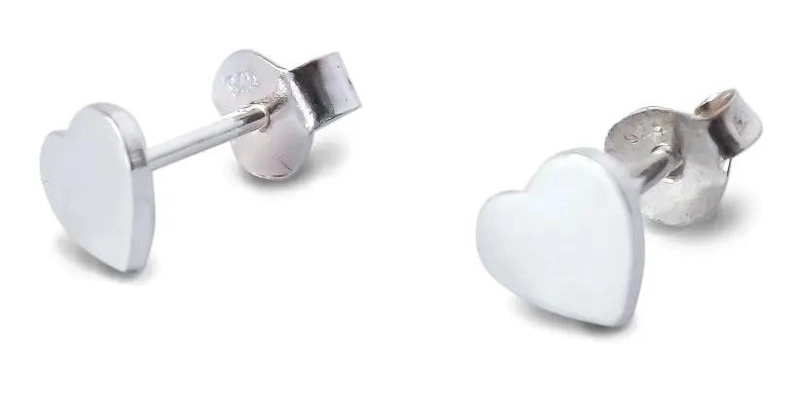 AROS CORAZON MINI DE PLATA FINA 925 PARA MUJERES - 1