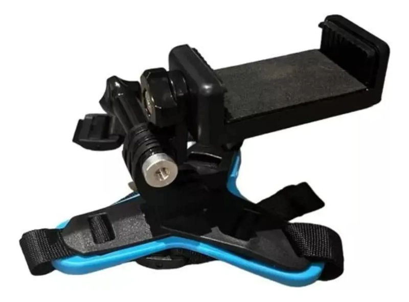 SOPORTE PARA CASCO DE MOTO CON MONTAJE EN MENTON PARA CAMARAS Y CELULARES - 4