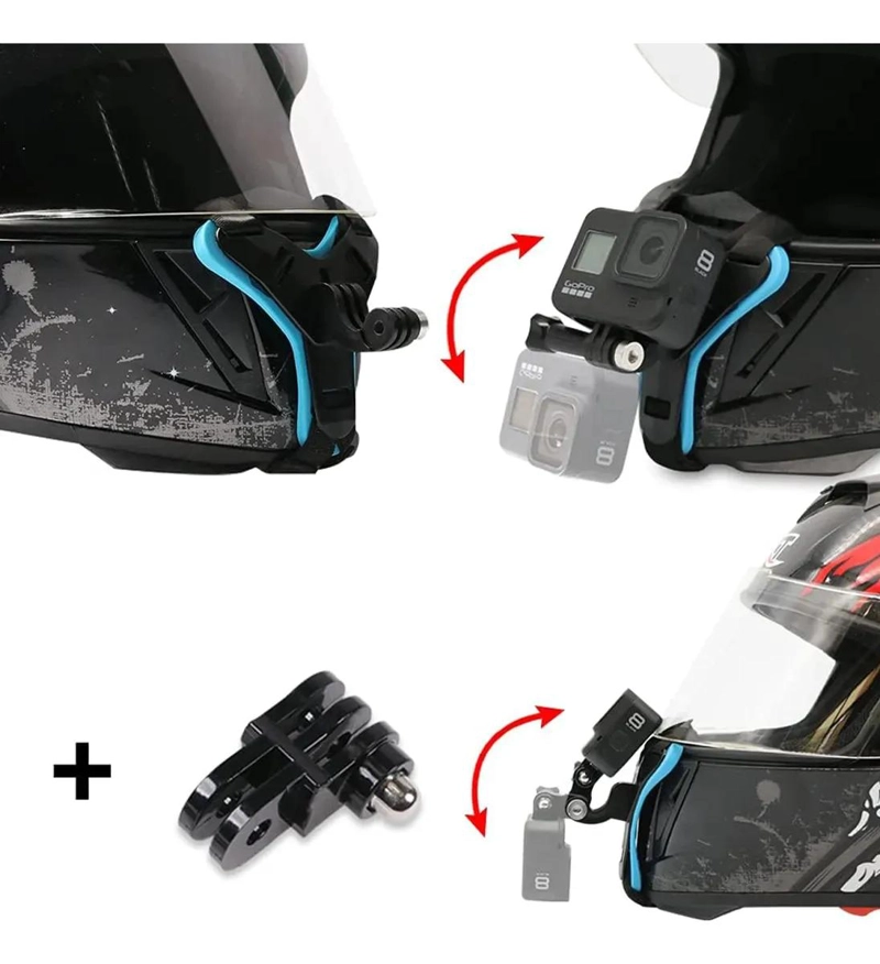 SOPORTE PARA CASCO DE MOTO CON MONTAJE EN MENTON PARA CAMARAS Y CELULARES - 9