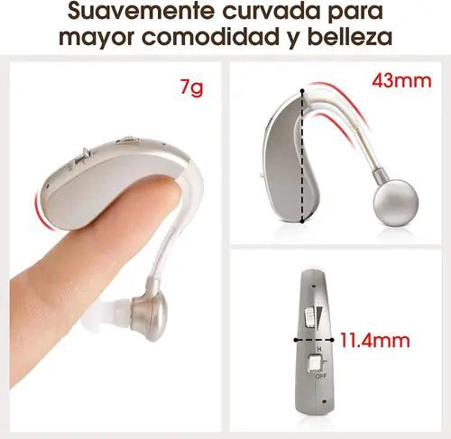 AUDIFONO RECARGABLE DETRAS DE LA OREJA COLOR CREMA - 2