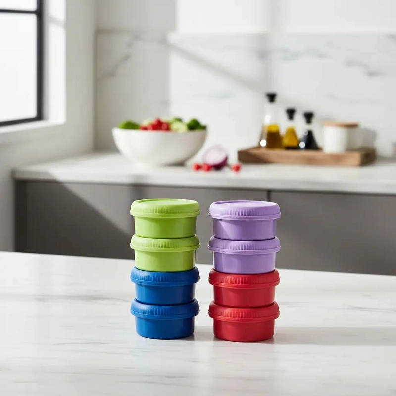 SET DE 8 MINI SALSEROS CON TAPA DE PLASTICO PARA CONDIMENTOS - 2