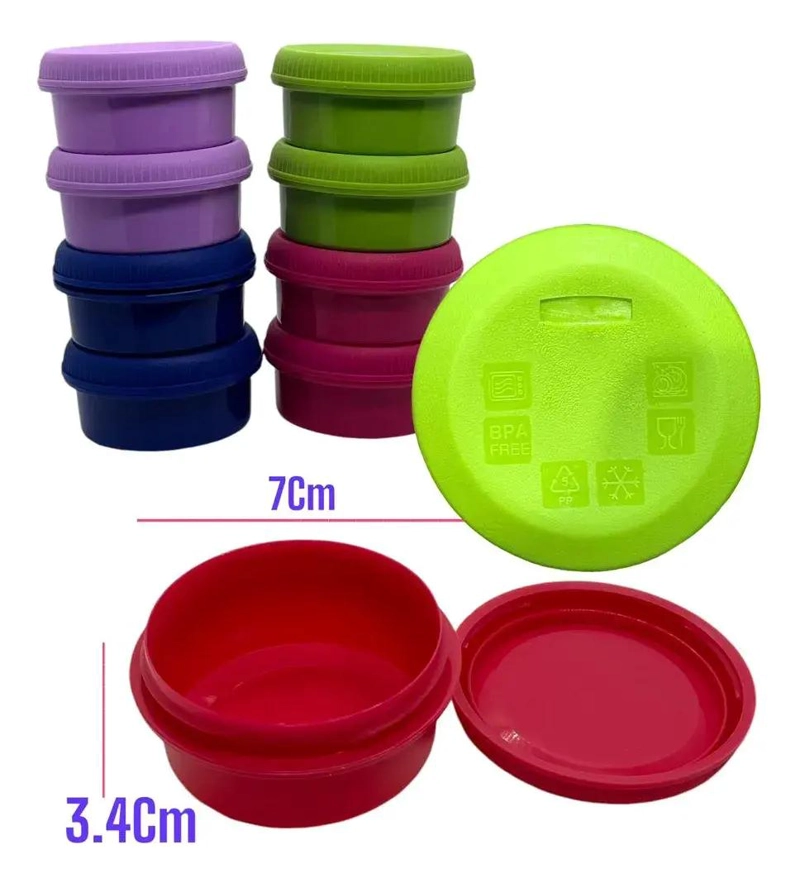 SET DE 8 MINI SALSEROS CON TAPA DE PLASTICO PARA CONDIMENTOS - 3