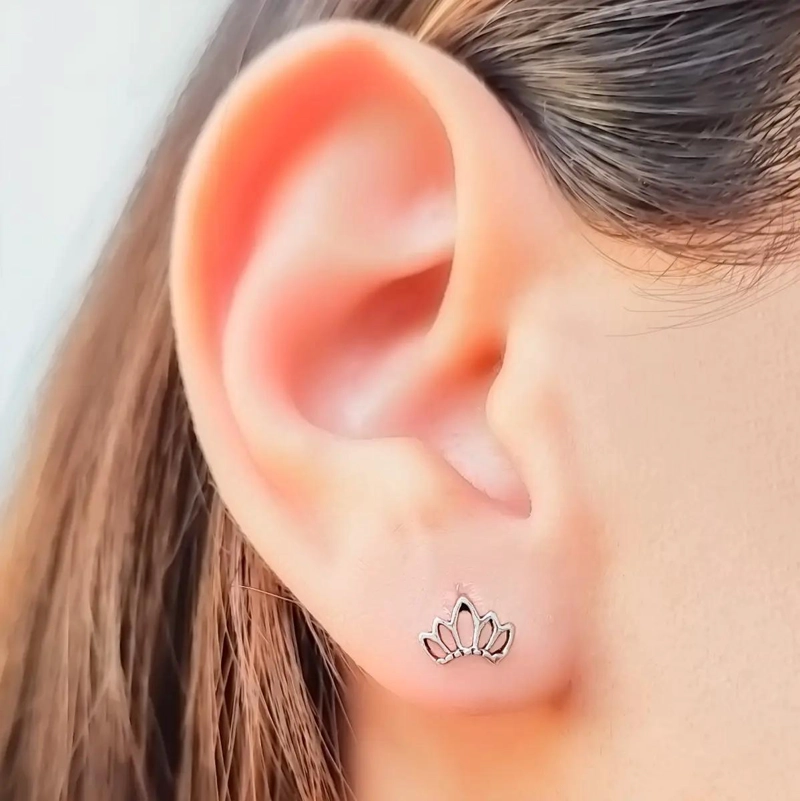 AROS MINI FLOR LOTO EN PLATA FINA 925 - 2