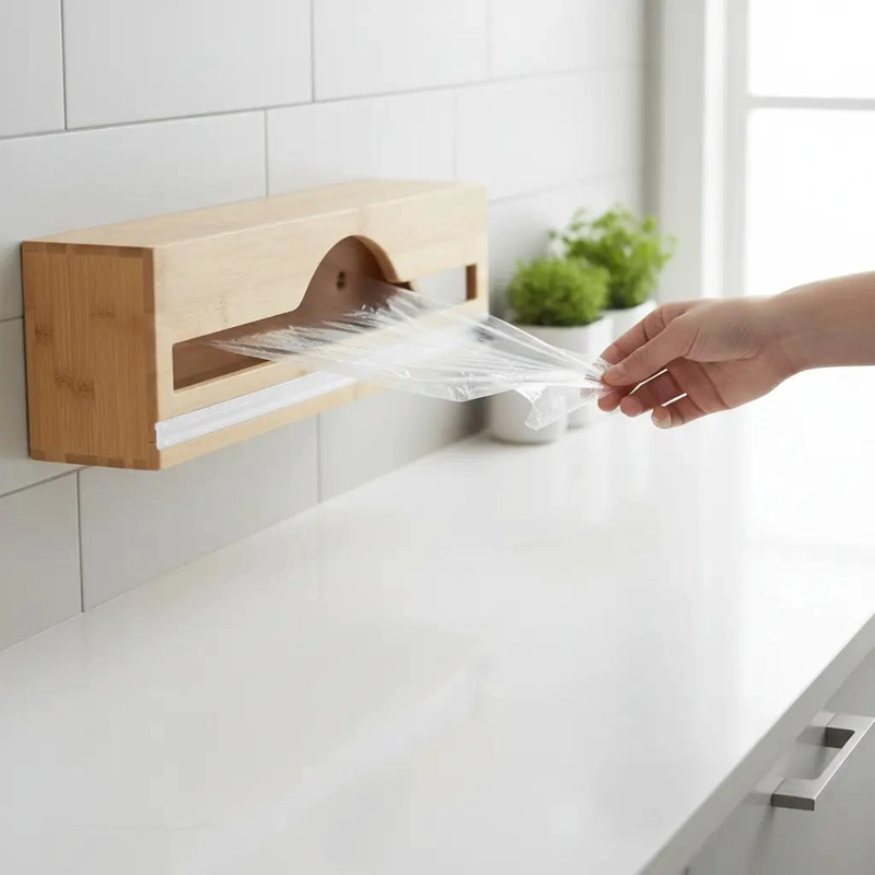 DISPENSADOR DE FILM PLASTICO CON CUCHILLO PARA COCINA - 1