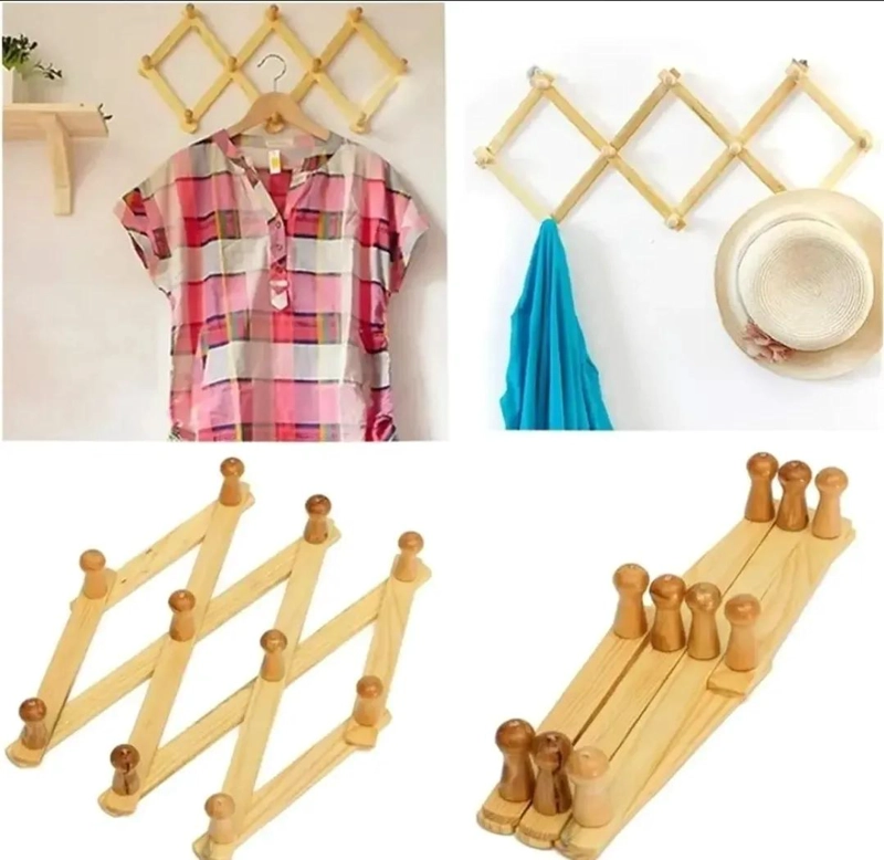 PACK DE 2 PERCHEROS DE MADERA CON 10 GANCHOS - 3