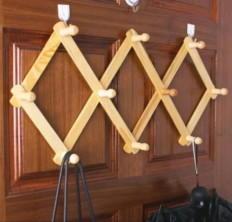PACK DE 2 PERCHEROS DE MADERA CON 10 GANCHOS - 4