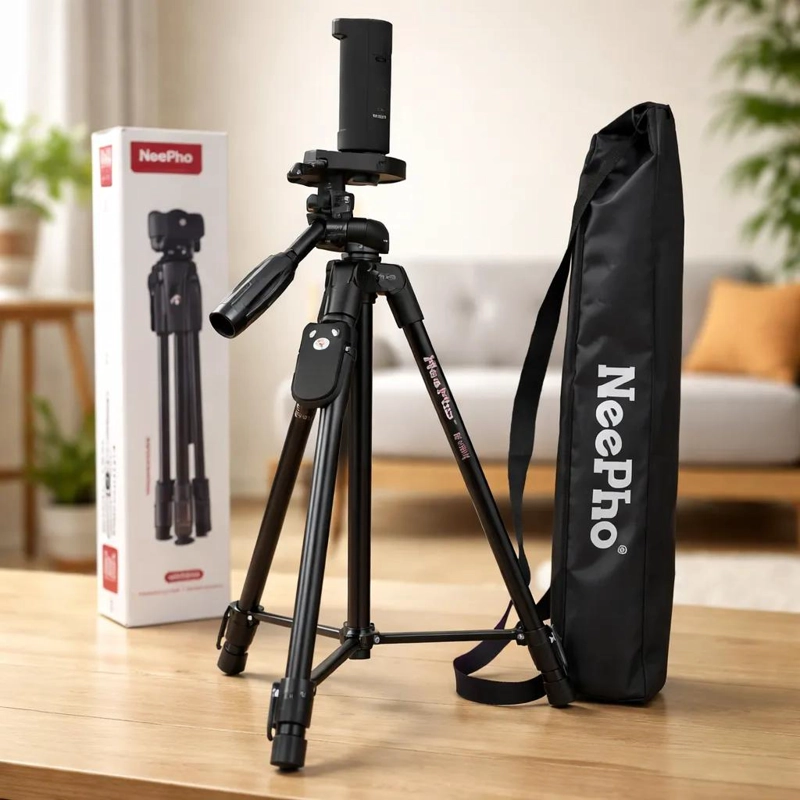 TRIPODE PROFESIONAL AJUSTABLE CON SOPORTE PARA CELULAR Y CAMARA - 3