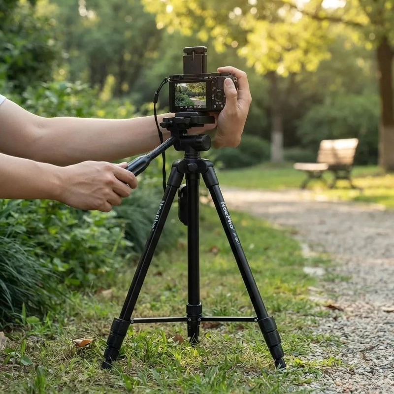 TRIPODE PROFESIONAL AJUSTABLE CON SOPORTE PARA CELULAR Y CAMARA - 4