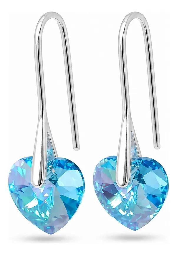 AROS DE PLATA 925 CON CRISTALES EN FORMA DE CORAZON - 1