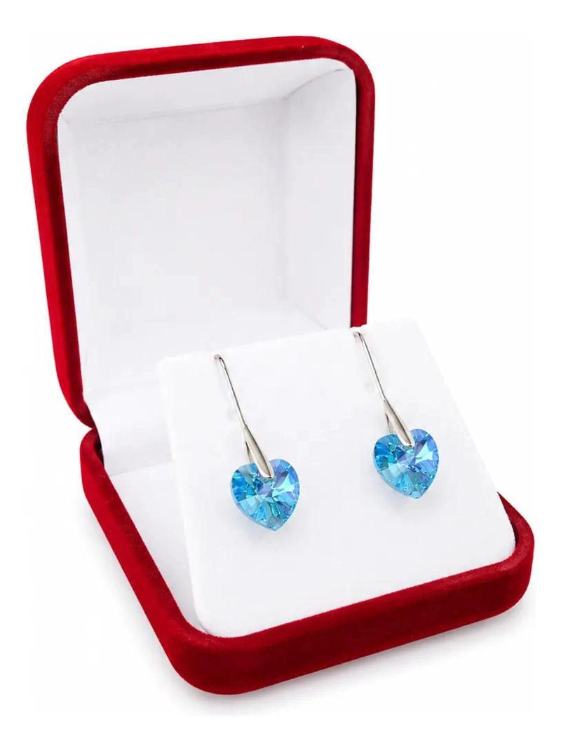AROS DE PLATA 925 CON CRISTALES EN FORMA DE CORAZON - 2