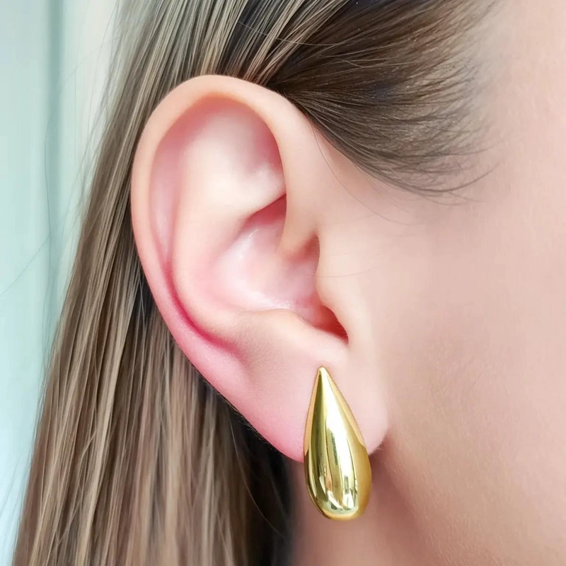 AROS DE GOTA ELEGANTES ENCHAPADOS EN ORO 18K - 6