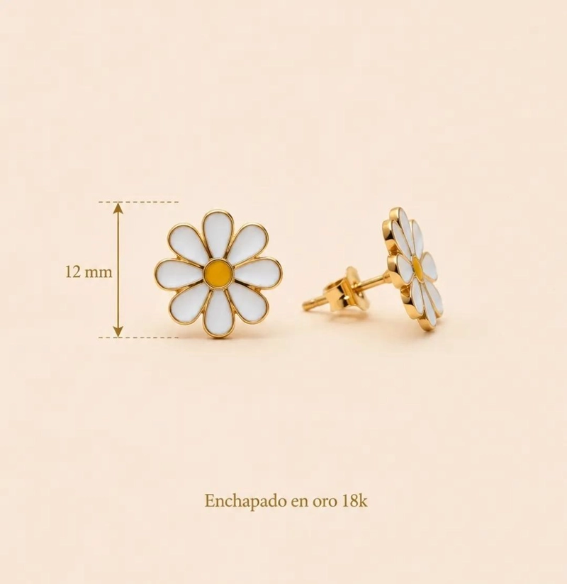 AROS ENCHAPADOS EN ORO 18K CON DISEÑO DE MARGARITA - 3