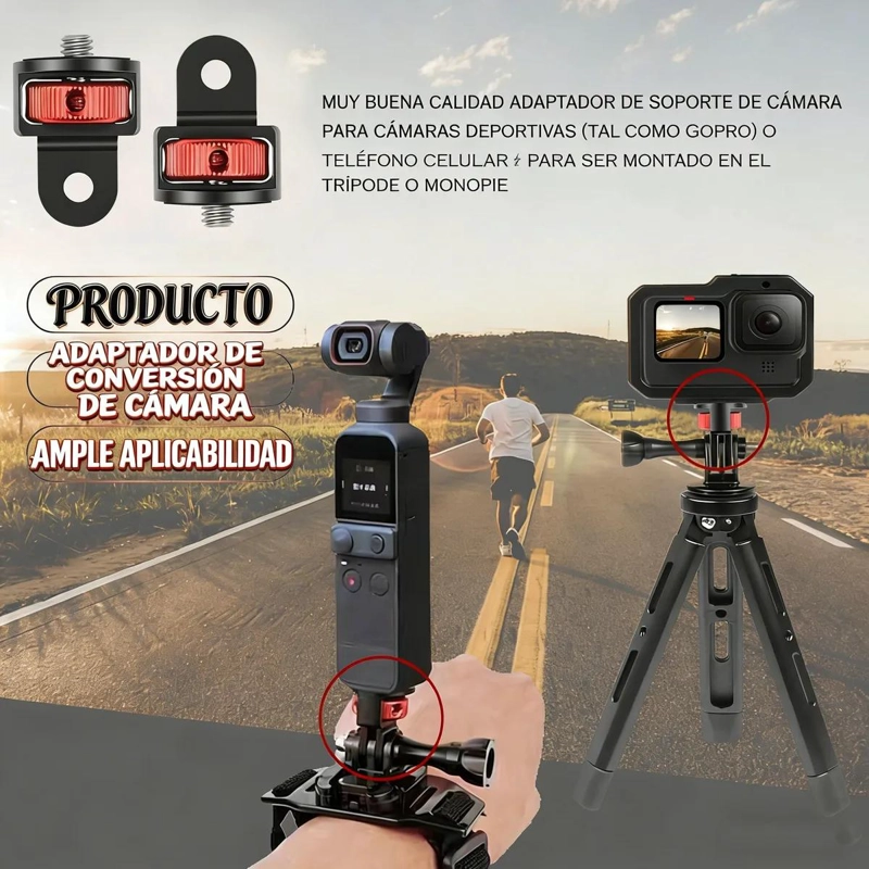 ADAPTADOR DE TRIPODE GIRATORIO 360 PARA MONTAJE DE CAMARAS - 6
