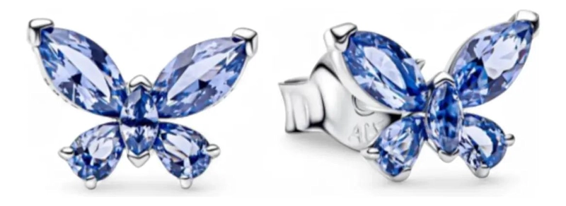 AROS PEQUEÑOS EN FORMA DE MARIPOSA CELESTE CON CIRCONES - 1