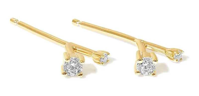 MINI AROS DORADOS DE PLATA 925 CON CIRCONES BRILLANTES - 1
