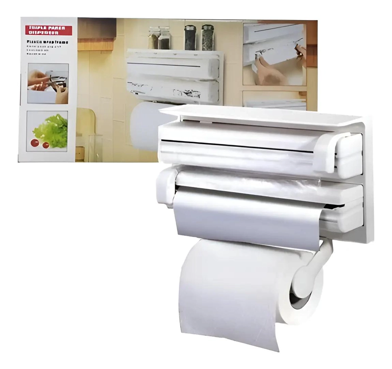 PORTARROLLO DISPENSADOR TRIPLE PARA PAPEL EN COCINA - 2