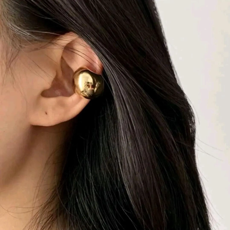 AROS EARCUFF MAXI BOLA DORADOS CON BAÑO DE ORO 18K SIN PERFORACION - 2