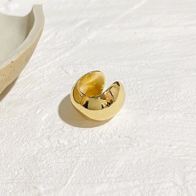 AROS EARCUFF MAXI BOLA DORADOS CON BAÑO DE ORO 18K SIN PERFORACION - 3