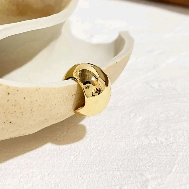 AROS EARCUFF MAXI BOLA DORADOS CON BAÑO DE ORO 18K SIN PERFORACION - 5