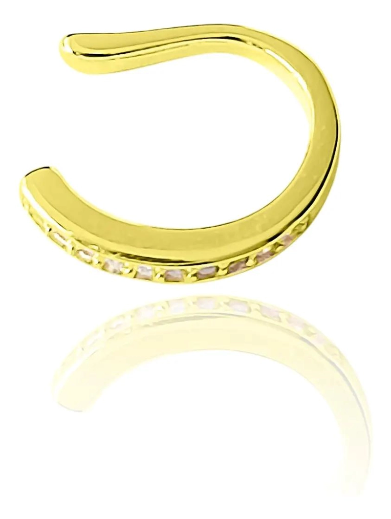 ARO CINTILLO DE PLATA BAÑADO EN ORO CON CIRCONES BLANCOS - 3