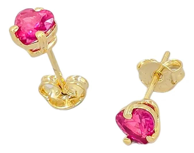 AROS TOPOS CORAZON EN ORO LAMINADO DE 18K CON SWAROVSKI - 1
