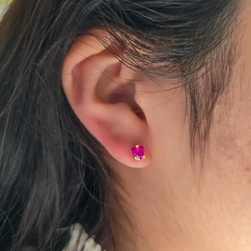 AROS TOPOS CORAZON EN ORO LAMINADO DE 18K CON SWAROVSKI - 3