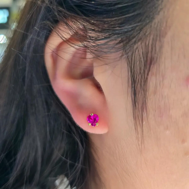 AROS TOPOS CORAZON EN ORO LAMINADO DE 18K CON SWAROVSKI - 4