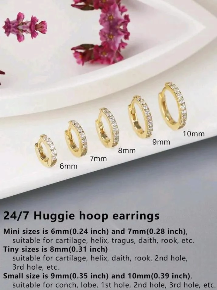SET DE 5 PARES DE AROS ARGOLLAS ELEGANTES EN BAÑO DE ORO 18K - 6