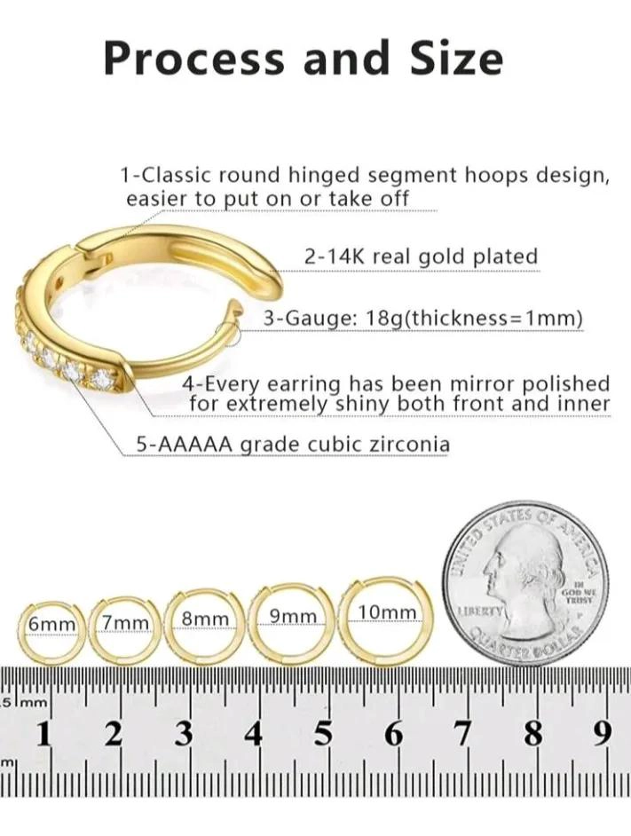 SET DE 5 PARES DE AROS ARGOLLAS ELEGANTES EN BAÑO DE ORO 18K - 8
