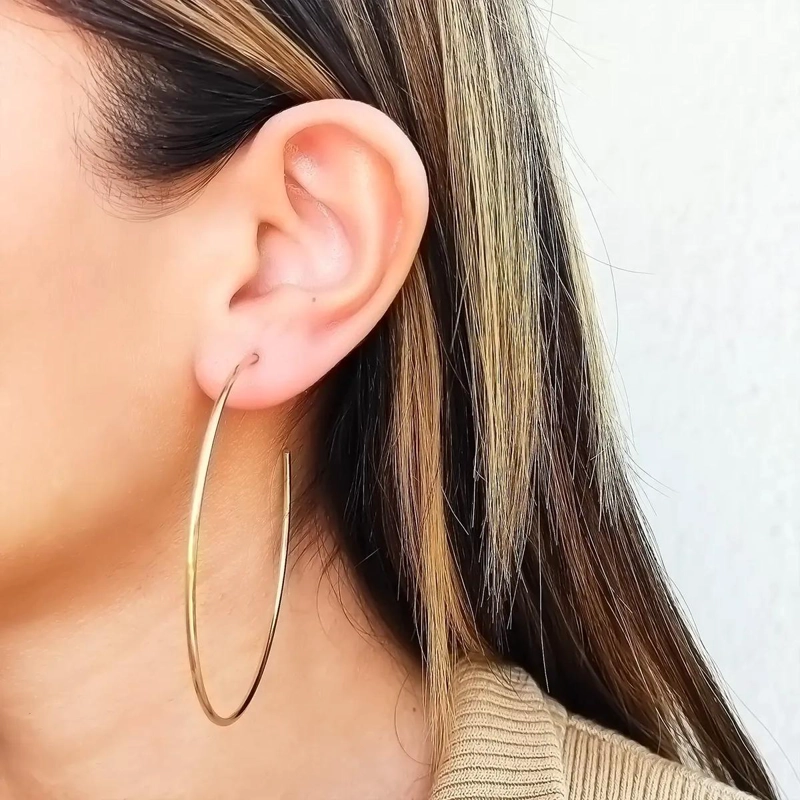 AROS ARGOLLAS ENCHAPADOS EN ORO 18K DE 65MM - 4