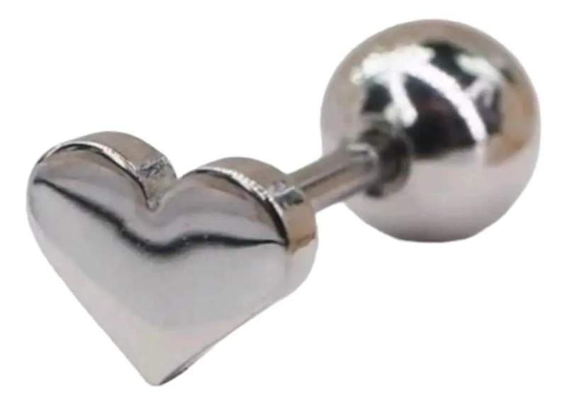 AROS PEQUEÑOS PARA NIÑA EN FORMA DE CORAZON CON TOPE DE ACERO QUIRURGICO Y BAÑO - 1