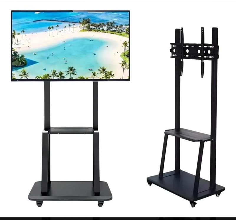 SOPORTE MOVIL PARA TELEVISOR CON REPISA AJUSTABLE Y ESTABILIDAD - 1