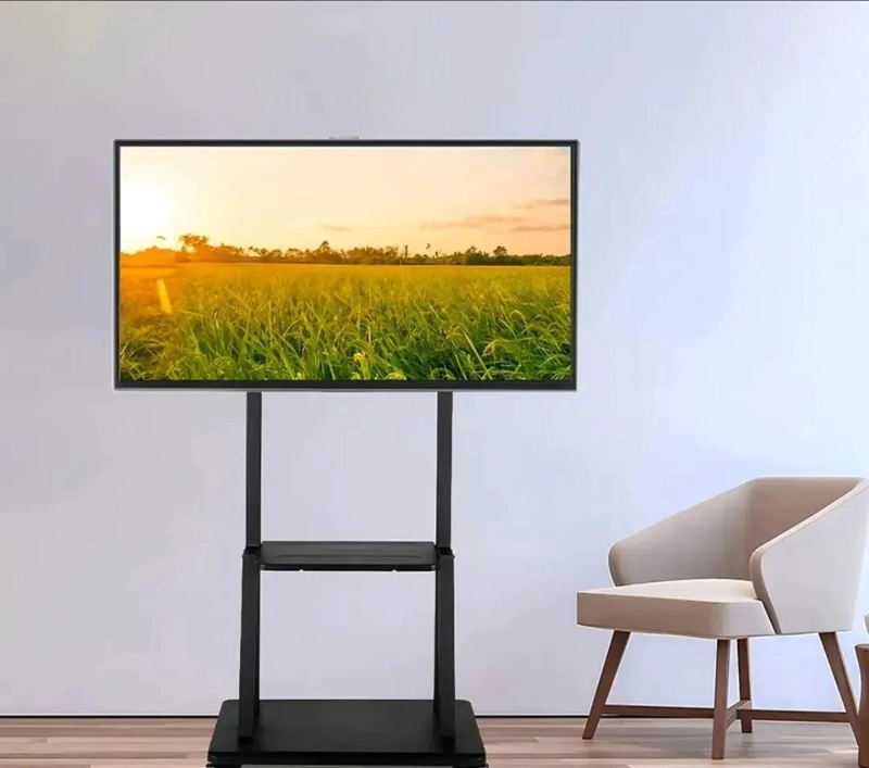 SOPORTE MOVIL PARA TELEVISOR CON REPISA AJUSTABLE Y ESTABILIDAD - 2